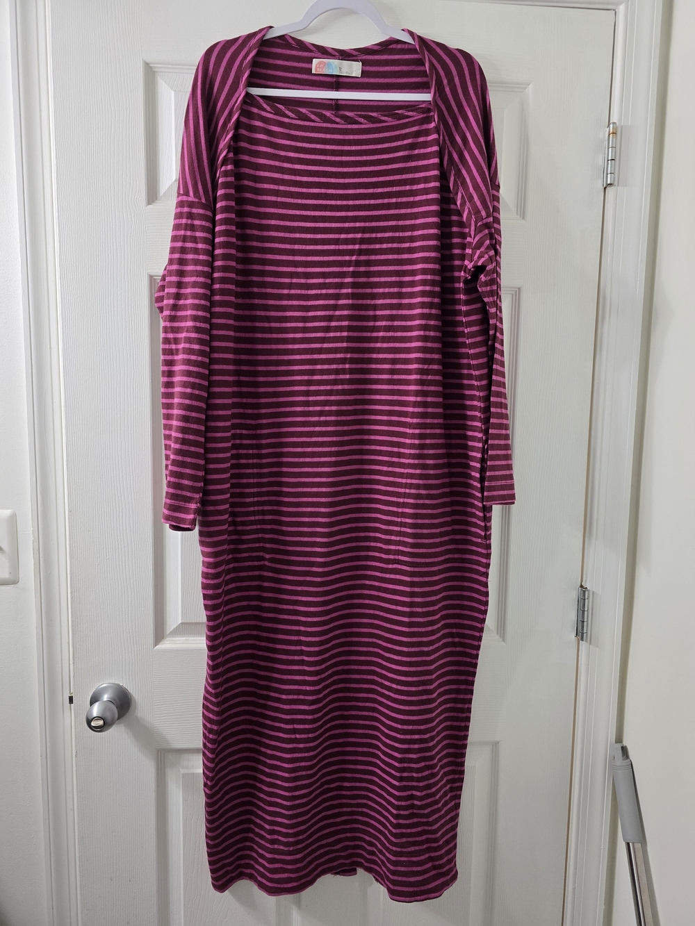 NWOT Free People Beach Striped Long Sleeve Maxi Dress in Magenta -XL